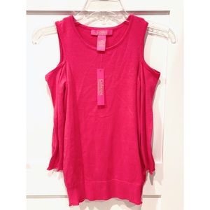 Catherine Malandrino open shoulder pink sweater XS